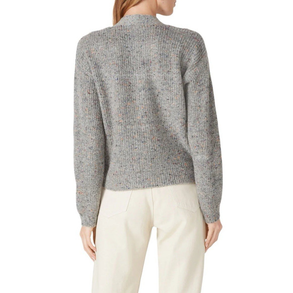 BB Dakota L Speckle Agent Cardigan Sweater Wool Blend Knit 3 Button V- Neck Gray - Picture 2 of 11